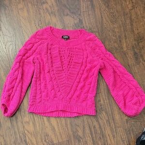 Express Fuchsia Cable Knit Sweater
